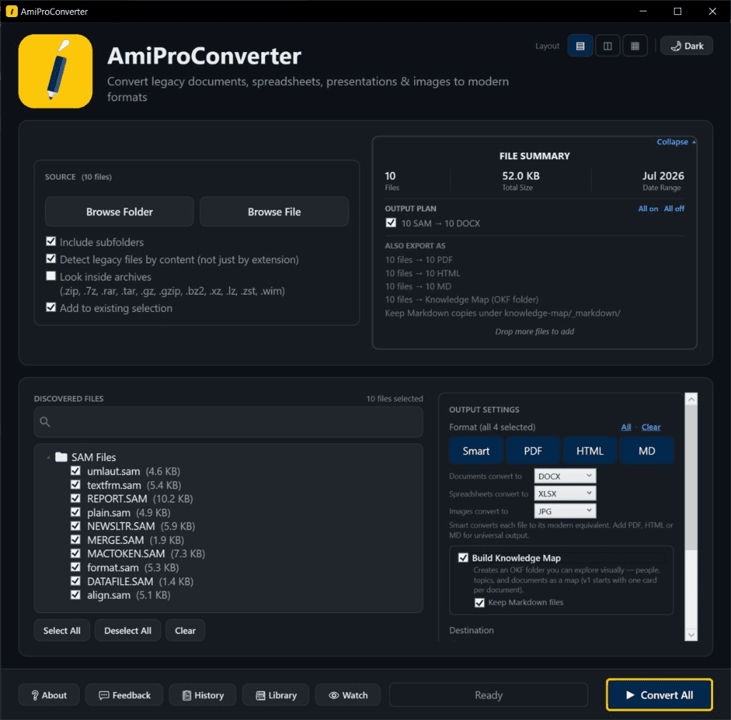 Ami Pro Converter application screenshot